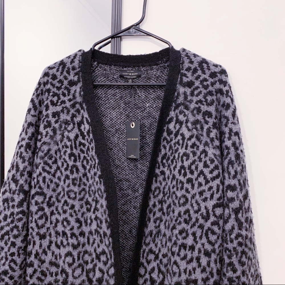 Lucky Brand Cardigan Leopard Print